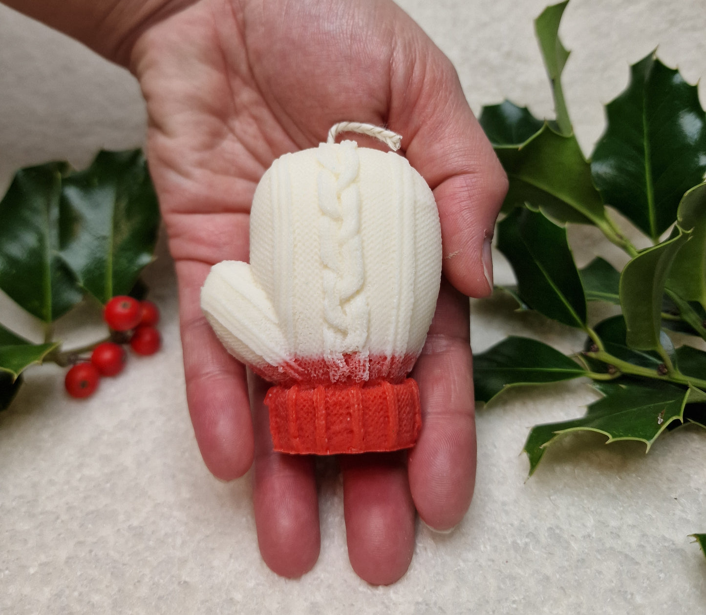 Weihnachtshandschuh – Dekorative Kerze
