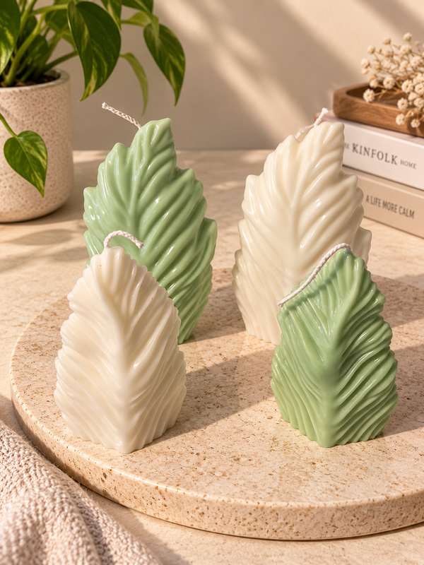 🍃 Blattlicht – Handgefertigte Designkerze