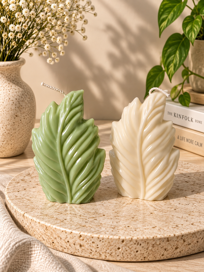 🍃 Blattlicht – Handgefertigte Designkerze