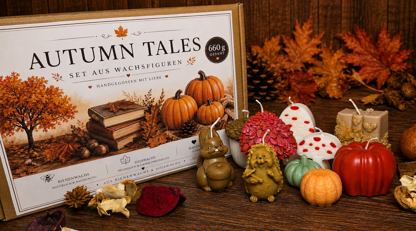 Autumn Tales – Handgegossenes Wachsfiguren-Set