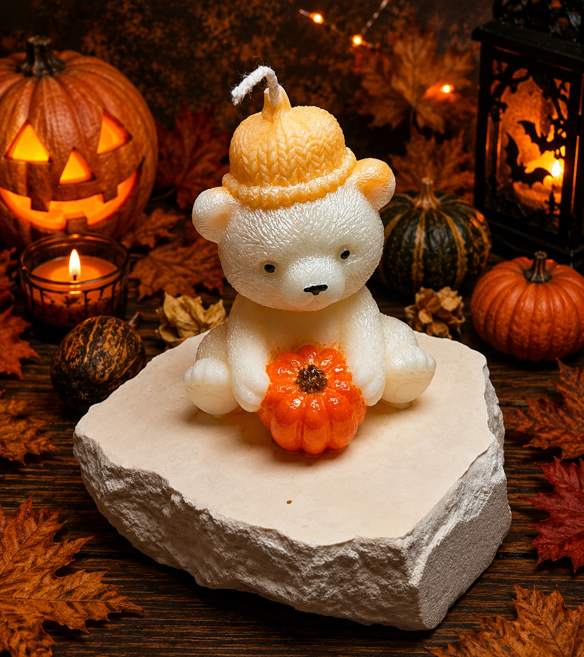 Pumpkin Bear – Dekorative Figurenkerze