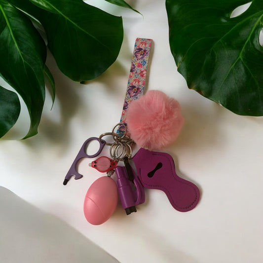 Safety Keychain Lila Flower