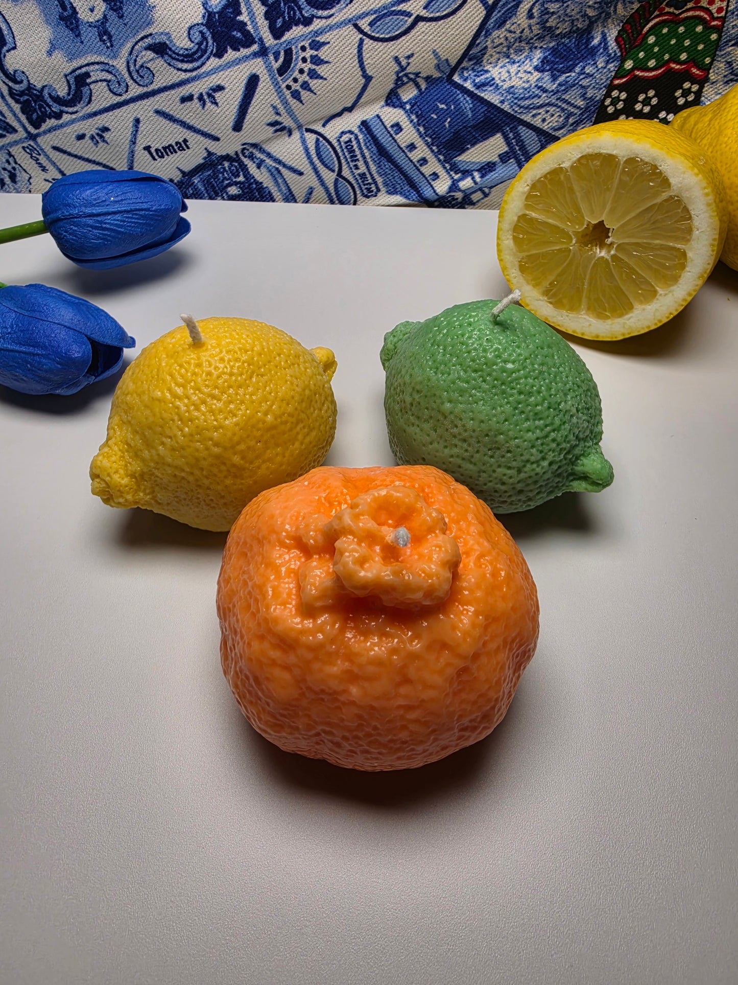 Citrus Trio – Handgefertigtes Kerzenset aus Soja- und Bienenwachs