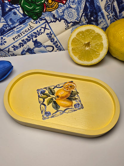 Portugiesischer Sommer – Handgefertigtes Dekotablett (17,5 x 9,5 cm)