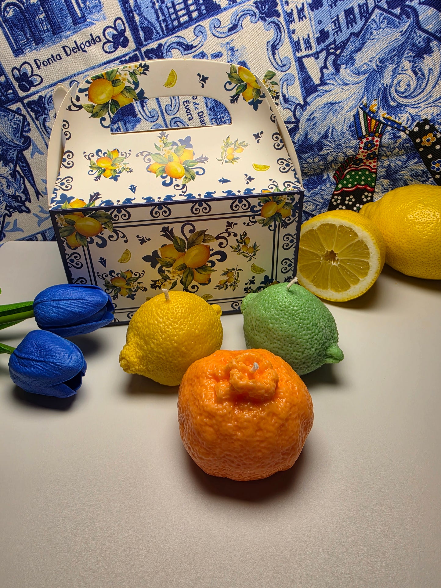 Citrus Trio – Handgefertigtes Kerzenset aus Soja- und Bienenwachs