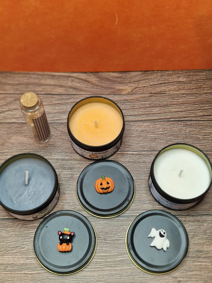 Kerzenpfad – Set aus 3 Sojakerzen in Halloween-Dosen