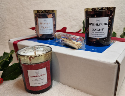 EwigAurora – Dreier-Kerzenset: Aurora Kiss, Winter Flame & Wohlfühl Nacht