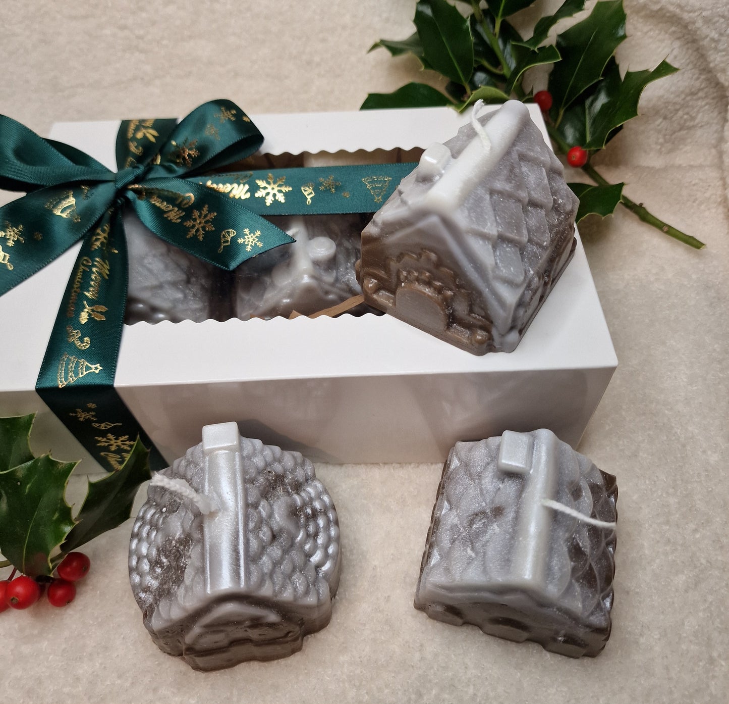 Holzhaus Trio – Dekoratives Kerzenset