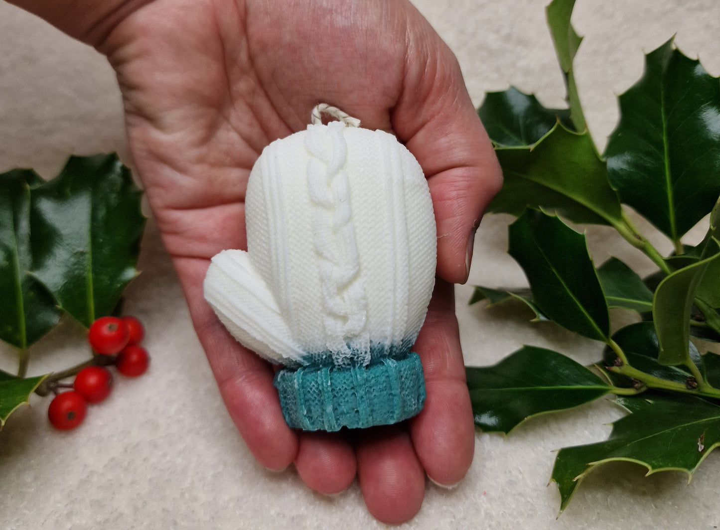 Weihnachtshandschuh – Dekorative Kerze