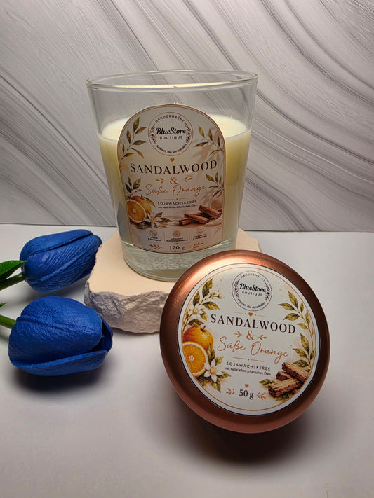 Sandalwood & Süße Orange Sojawachskerze | 50g & 170g