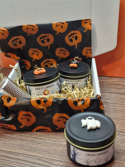 Kerzenpfad – Set aus 3 Sojakerzen in Halloween-Dosen