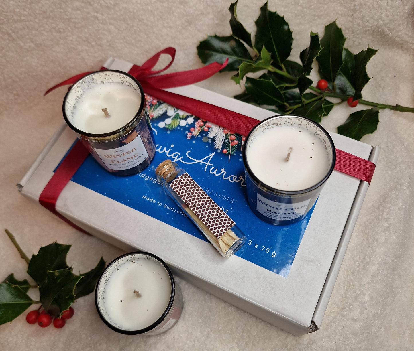 EwigAurora – Dreier-Kerzenset: Aurora Kiss, Winter Flame & Wohlfühl Nacht