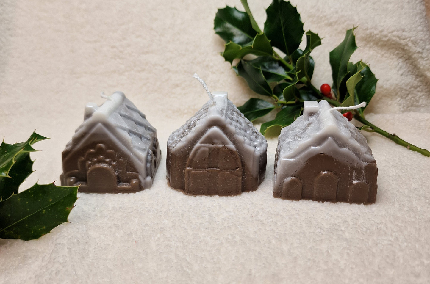 Holzhaus Trio – Dekoratives Kerzenset