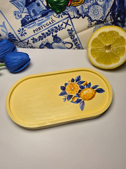 Portugiesischer Sommer – Handgefertigtes Dekotablett (17,5 x 9,5 cm)